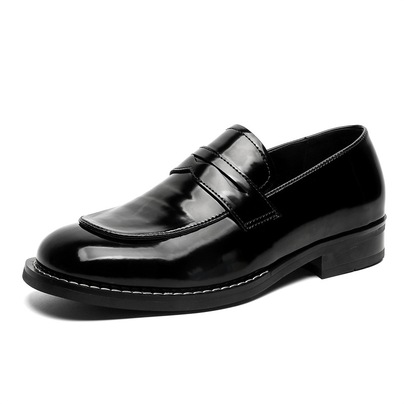 WEISHIBANGWEI Мужские лоферы черные с потайной платформой, цвет Black Hidden Wedge — фото 2