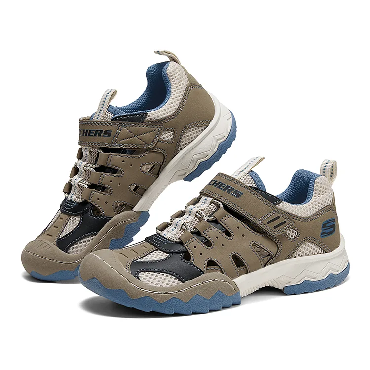 Skechers Kids Детские сандалии Little Body Armor 2.0 с противоскользящей подошвой, устойчивые к истиранию, дышащие, низкие, цвет taupe/blue — фото 3