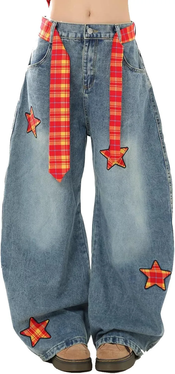 

Джинсы женские Wide Leg с вышивкой Stars и карманами Gaexia