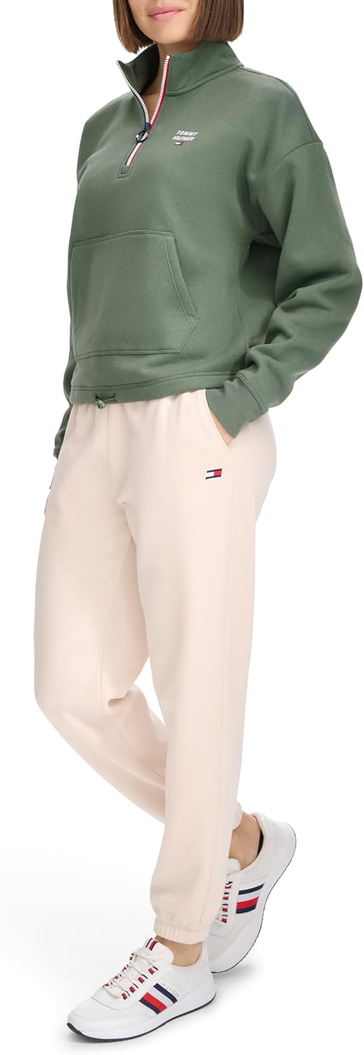 Женская флисовая толстовка Tommy Hilfiger с застежкой-молнией Quarter Zip, Basil — фото 3