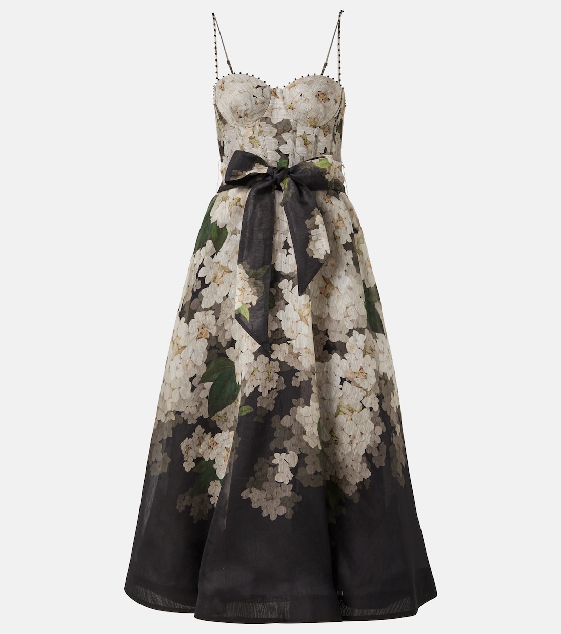 

Платье-бюстье Balance из льна и шелка Zimmermann, Black Hydrangea