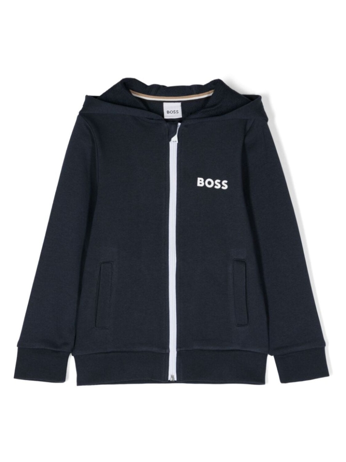 

BOSS Kidswear худи на молнии с логотипом, синий