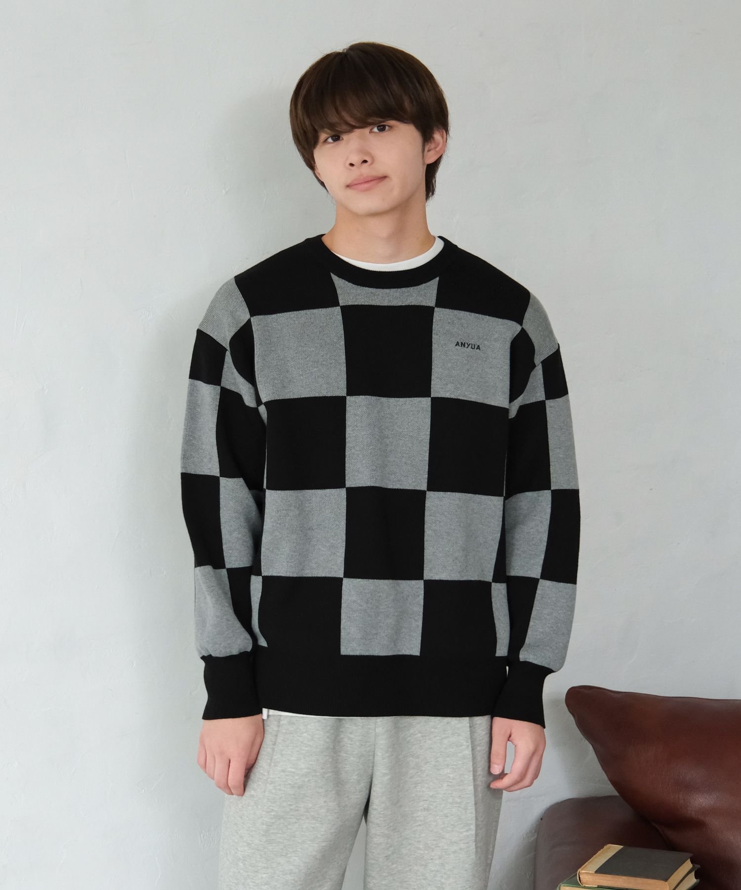 Вязаный клетчатый свитер Gala / И ЛЮБОЙ ДРУГОЙ / 599696 Global Work, Gray * Black 11