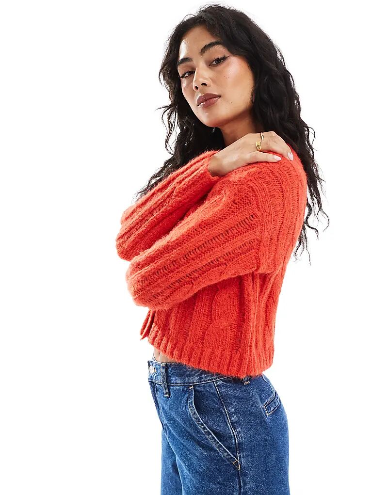 

Кардиган с косами Cotton On cottage красного цвета с пуговицами Cotton:On