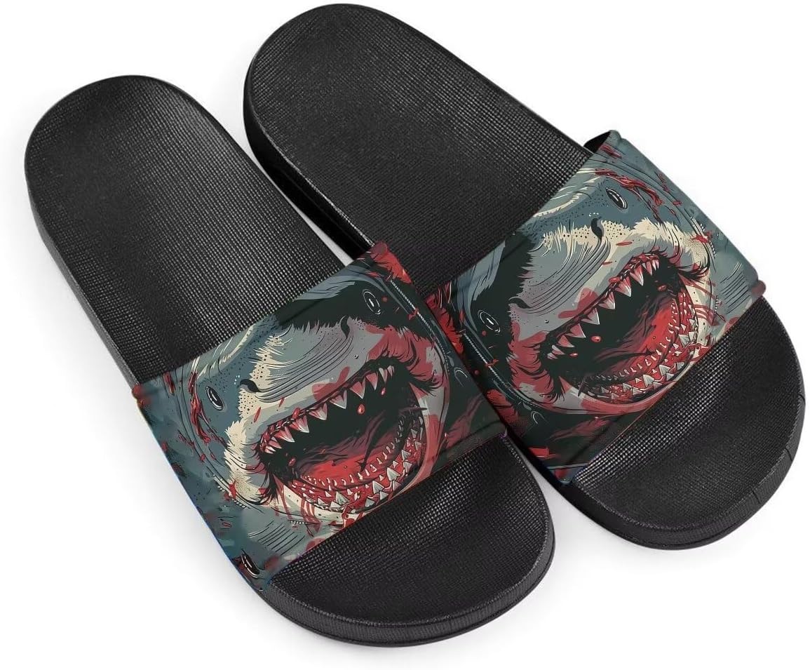 

Женские шлепанцы с мягкой подошвой, нескользящие, летние домашние тапочки для взрослых девушек и мальчиков, слипоны, шлепанцы для душа, для общежития Getelinseng, Bloody Shark