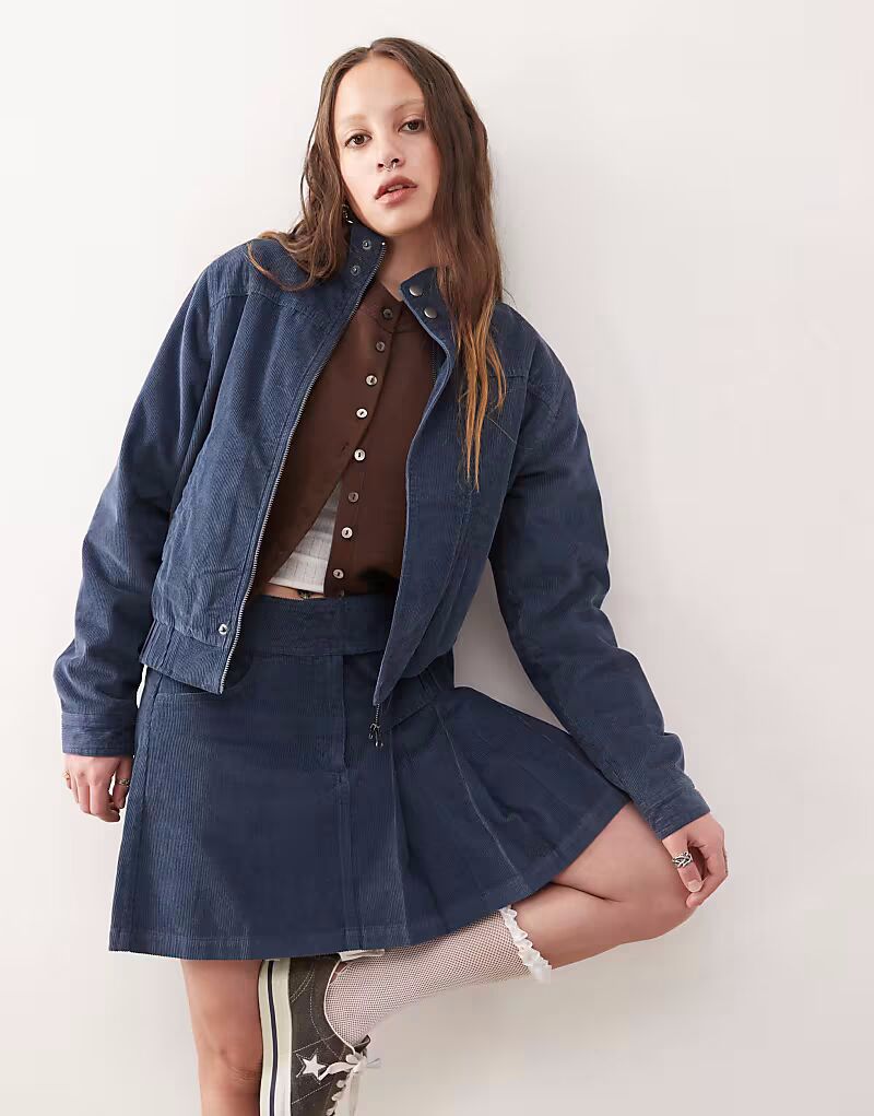 

Куртка-бомбер вельветовая, темно-синего цвета Reclaimed Vintage