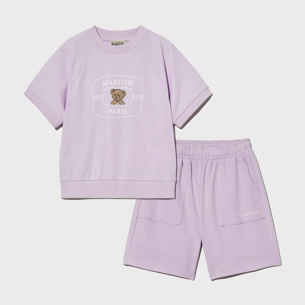 Детский комплект из шорт и свитшота лавандового цвета от Marithé Kids — фото 2