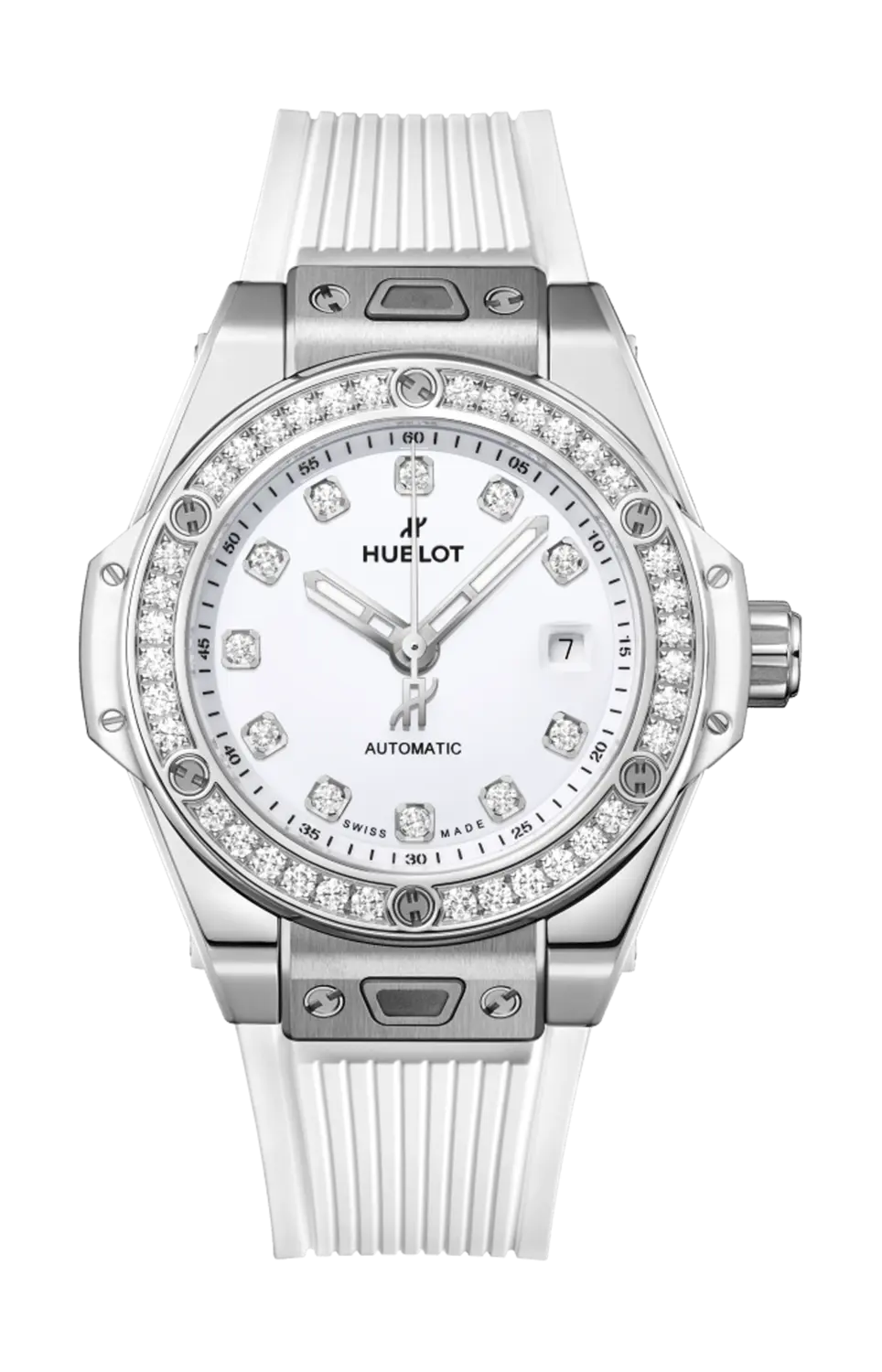 

Часы Hublot Big bang one click из стали с белыми бриллиантами 33 мм