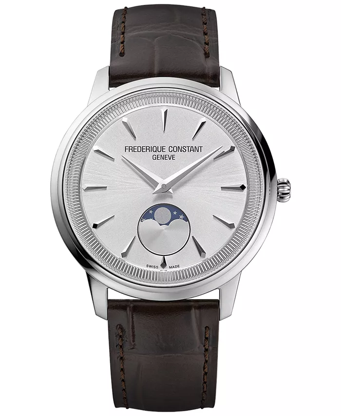 

Мужские швейцарские часы Swiss Moneta Moonphase с коричневым кожаным ремешком, 37 мм Frederique Constant