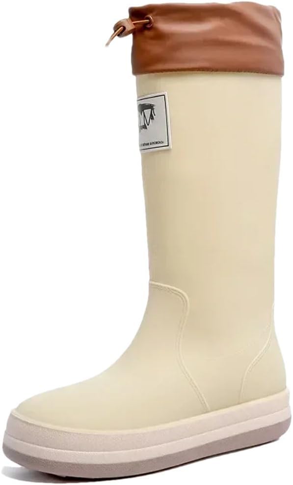 

Мужские высокие водонепроницаемые ботинки против скольжения для рыбалки, работы на автомойке и дождливой погоды, резиновая обувь для мужчин и женщин Generic, бежевый