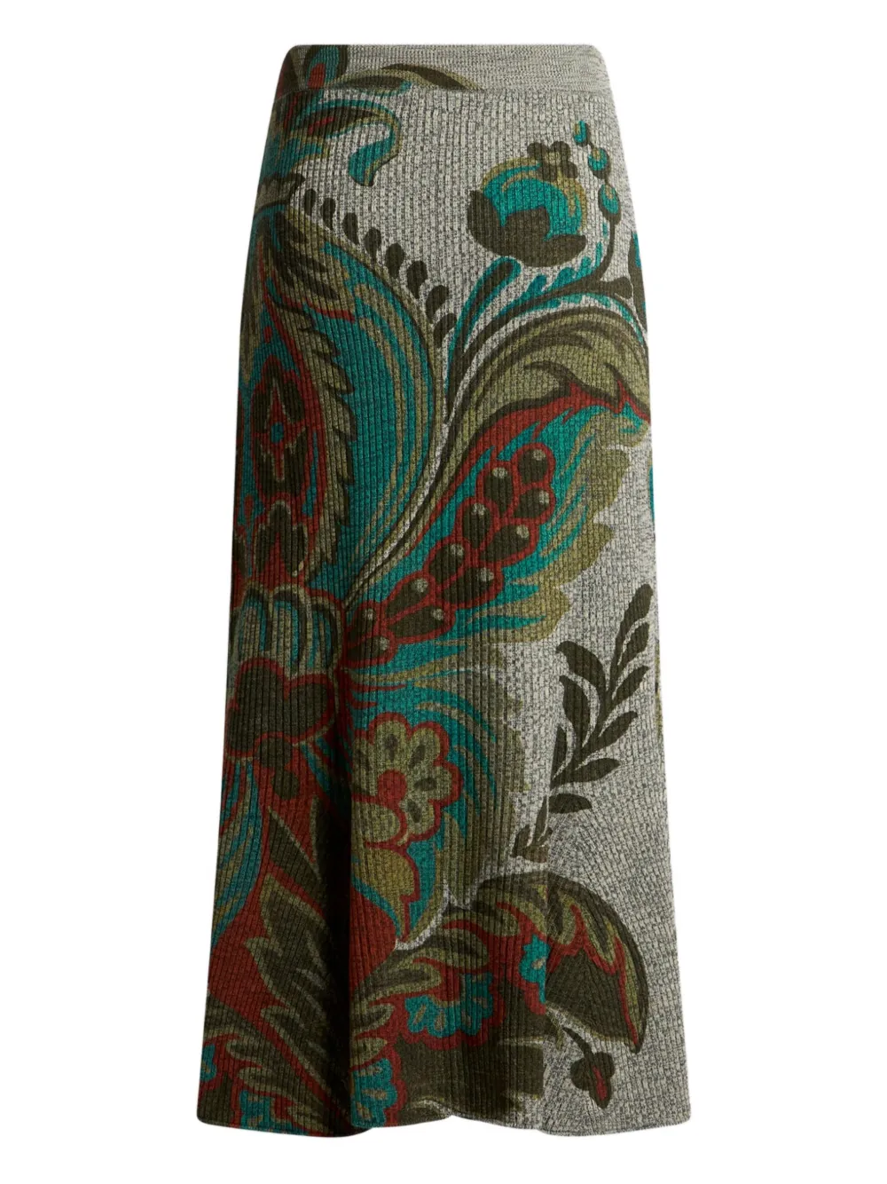 Прямая юбка с цветочным узором Etro, серый — фото 2