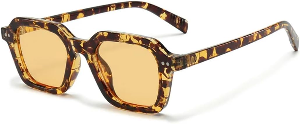 

Винтажные квадратные солнцезащитные очки с цветными заклепками для мужчин, модные градиентные очки с защитой от УФ-излучения UV400 для женщин, класса люкс UATXTAU, Leopard