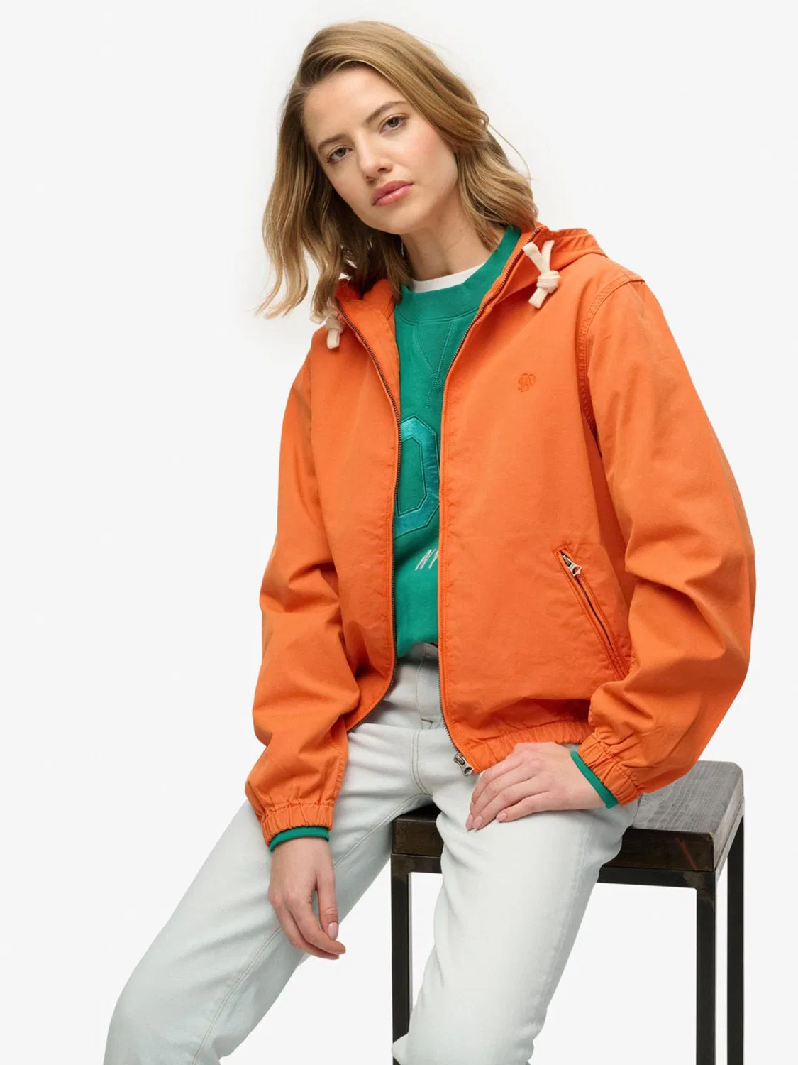 Куртка на молнии с капюшоном, свободный крой Superdry Orange