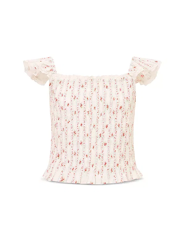 Детский топ для девочек с принтом Caspia Tween Top LoveShackFancy, Poppy Red
