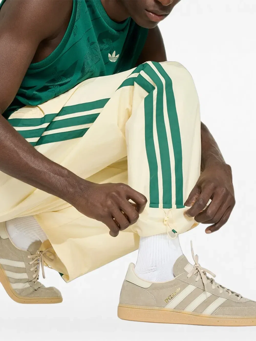 Брюки-джоггеры с боковыми полосками Cutline Adidas, бежевый — фото 4