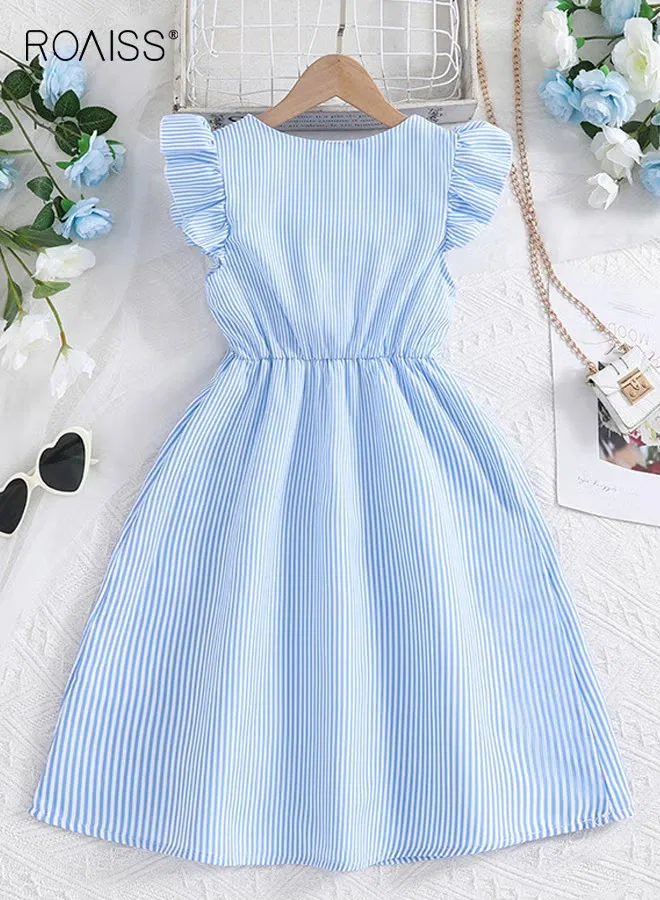 Платье-трапеция с воланами и полосками, модель Flutter Sleeve Striped, Roaiss, тип1 — фото 2