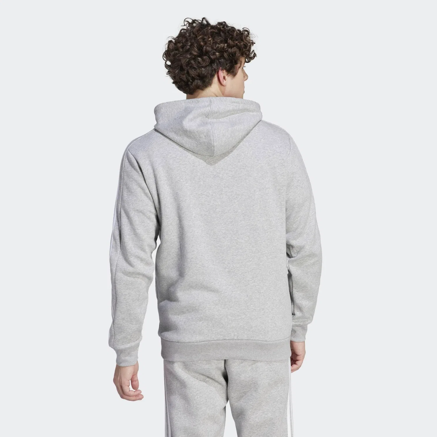 Мужское худи с длинным рукавом Essentials 3-Streifen Adidas, Grau Weiss Weiss — фото 3