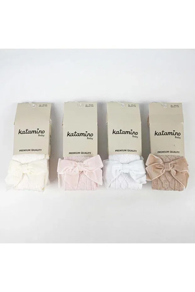 Детские колготки для девочек с ромбовидным узором Argyle with Bow Accessories Katamino, Pink — фото 3