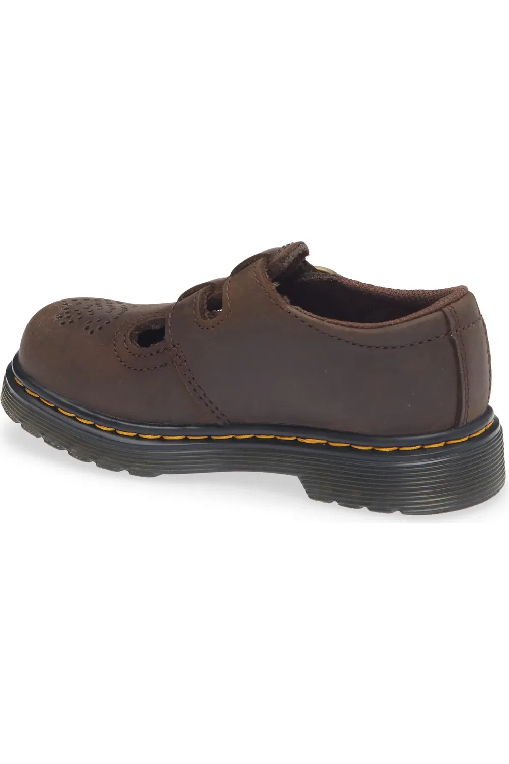 Детские туфли Dr. Martens 8065 Мэри Джейн, перфорированный верх, темно-коричневый — фото 2