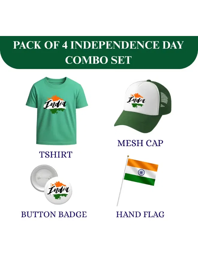 Комплект футболка кепка значок флаг с принтом Indian Republic Day Printshop4Me, зеленый — фото 2