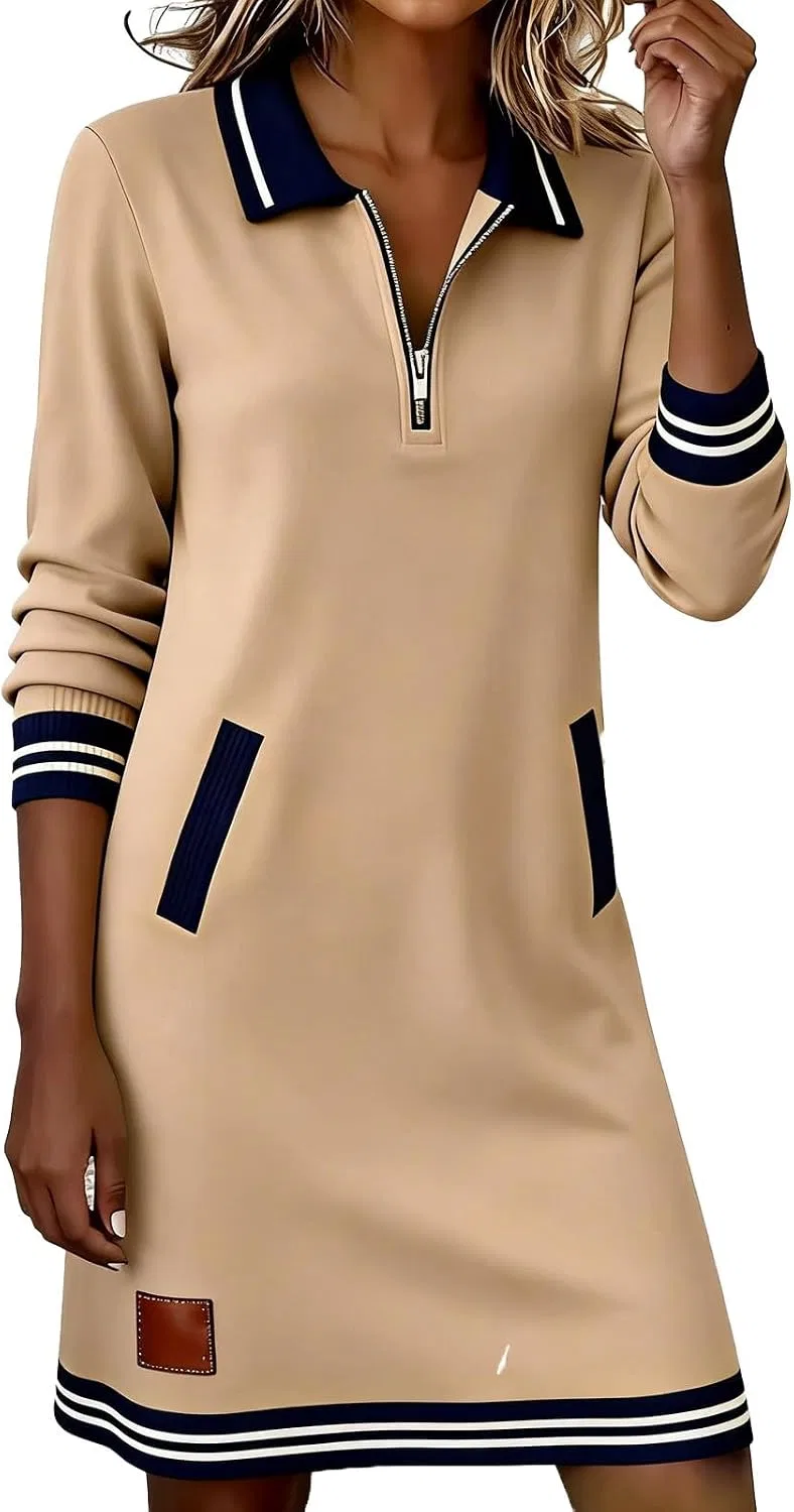 Женское худи-платье с капюшоном Quarter Zip Pullover, Brown