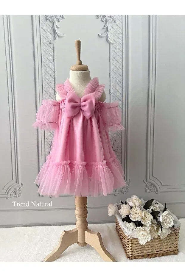 Детское платье для девочек с кружевом Biya Baby, Pink
