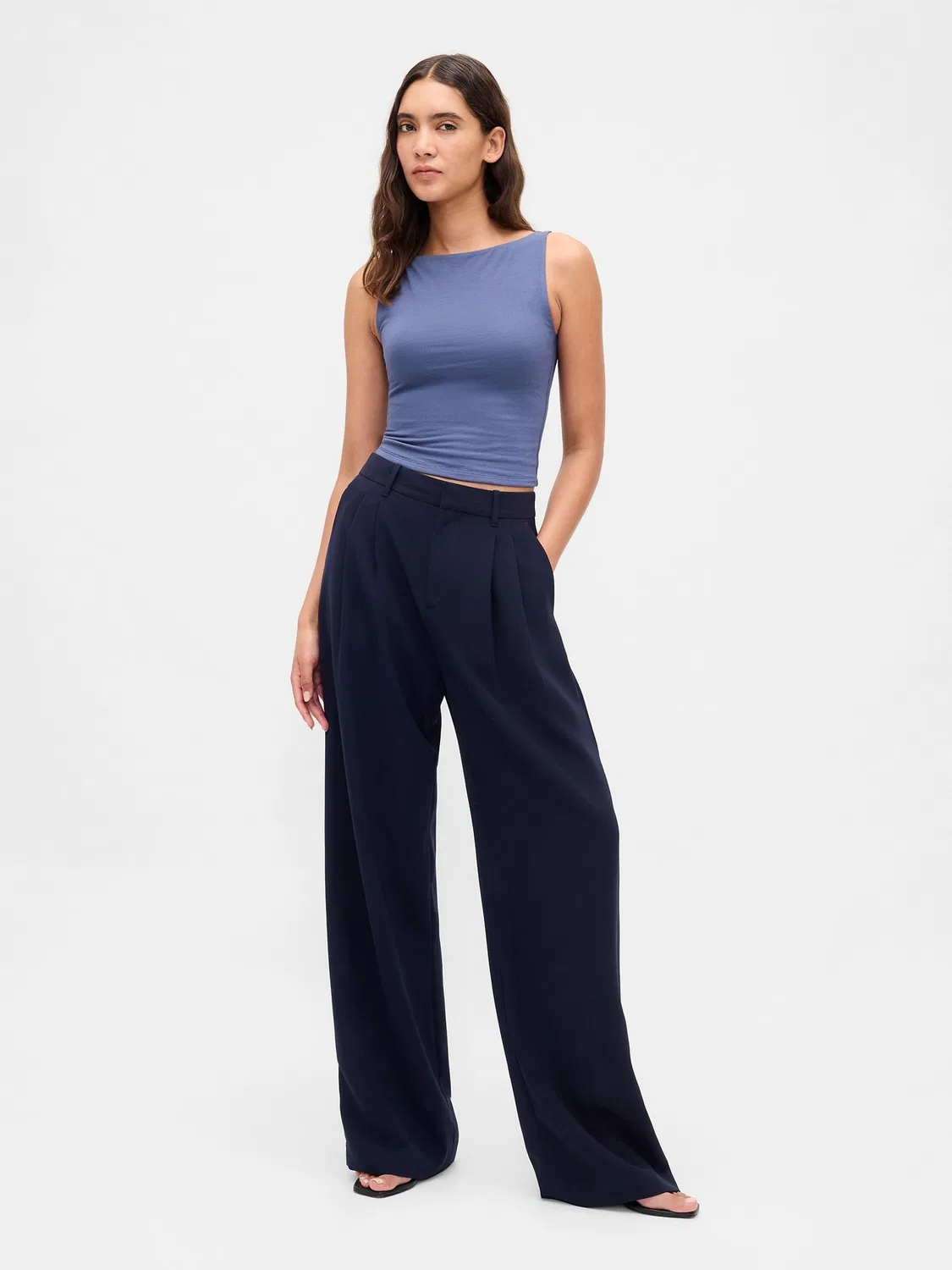 Топ-борцовка Gap Close Knit Jersey, синий — фото 3
