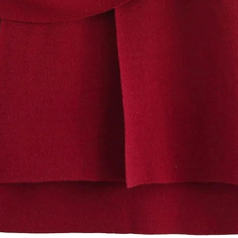 Женское асимметричное пальто-жакет oversize с длинным рукавом, Rosso — фото 3