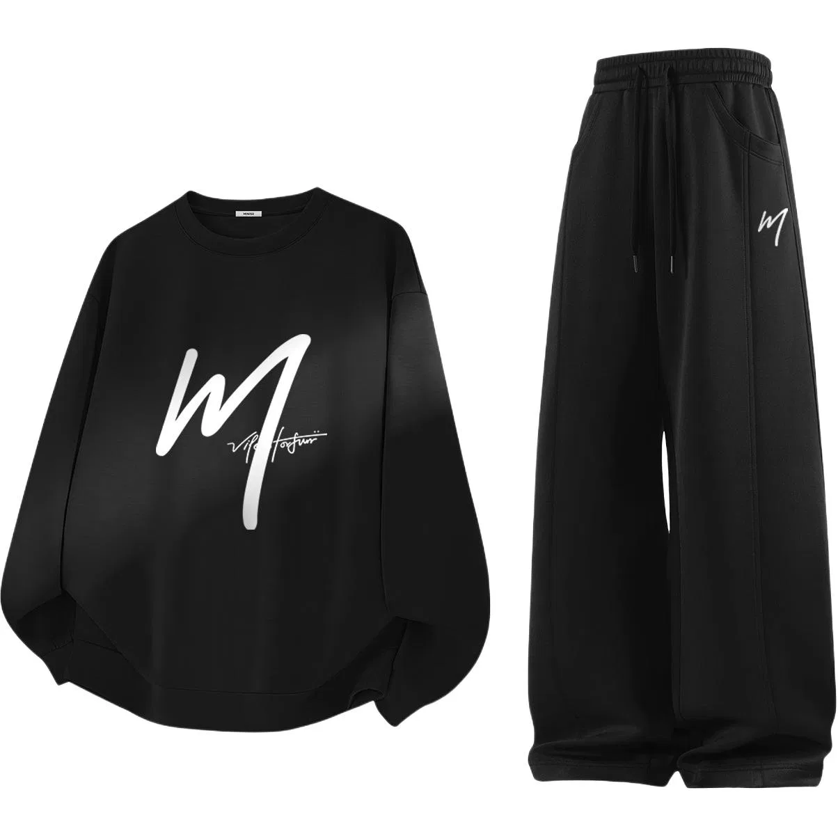 Детский комплект свитшотов 2 шт MINISO, Black (Ma Lifestyle Joyful) + Black (Ma Lifestyle Joyful Pants Logo)