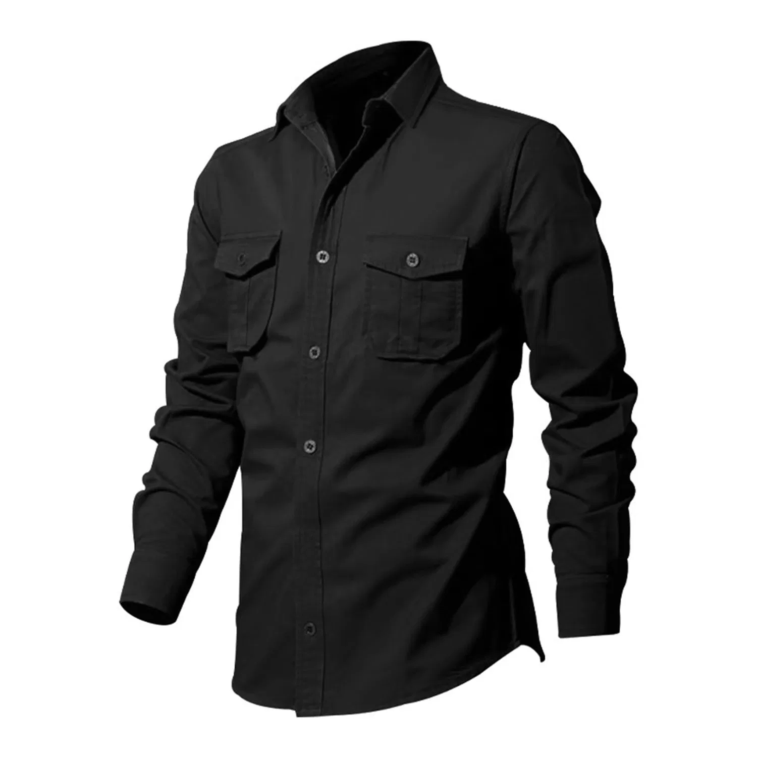 Мужская рубашка с длинным рукавом свободного кроя Safari, Black — фото 3
