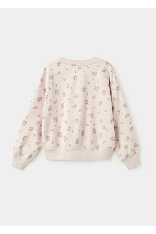 Детские свитшот для девочек хлопковый с принтом Mango Kids, Sand Beige — фото 2
