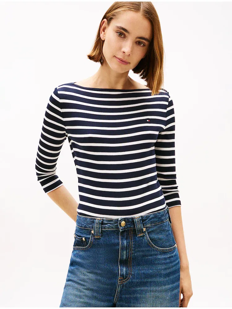 Футболка с длинным рукавом, полоска TOMMY HILFIGER, Navy