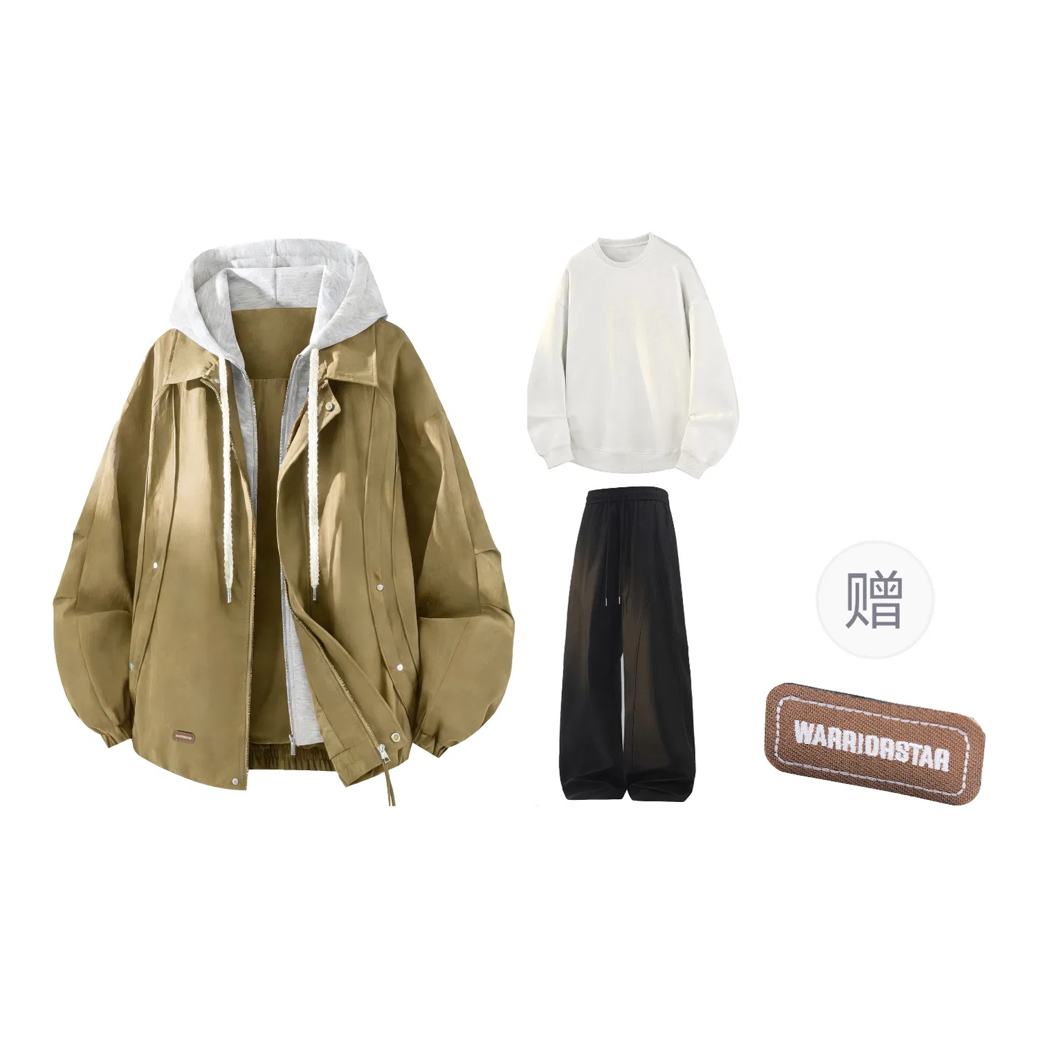 Детский спортивный комплект Khaki White Black Free DIY Badge WARRIOR