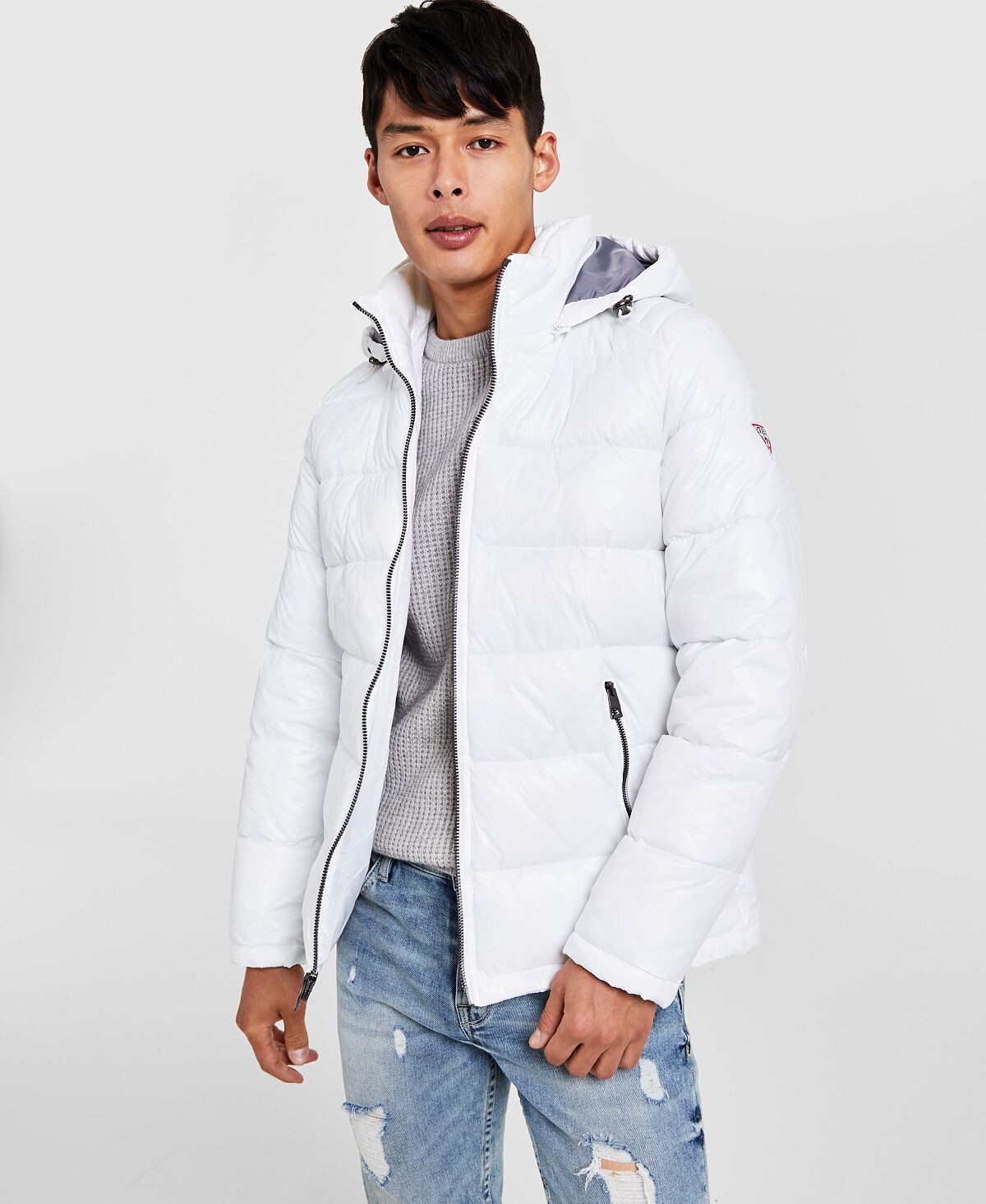 

Мужской пуховик с капюшоном GUESS, белый