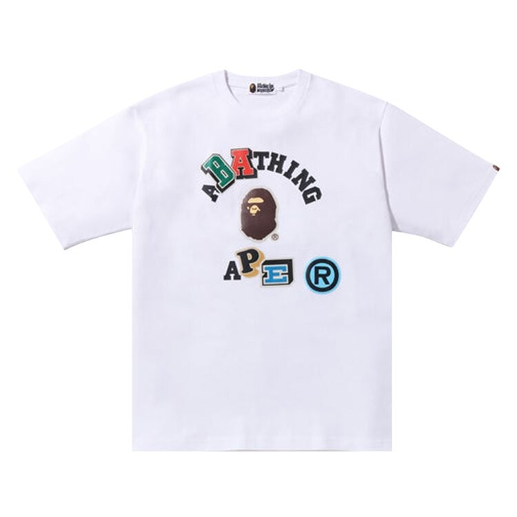 

Футболка BAPE Multi Fonts Relaxed Fit College Heavy Weight Tee 'White', белый