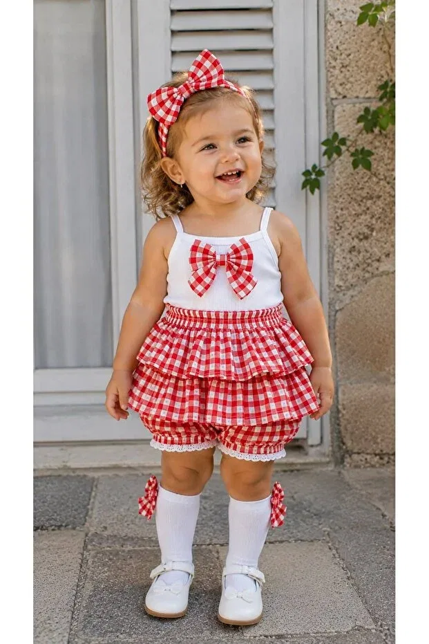 Детский для девочек комплект боди из хлопка Trend Natural, Red