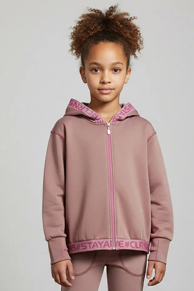 Детские свитшот для девочек с капюшоном Swiftie Furry Colorinas, Dried Rose