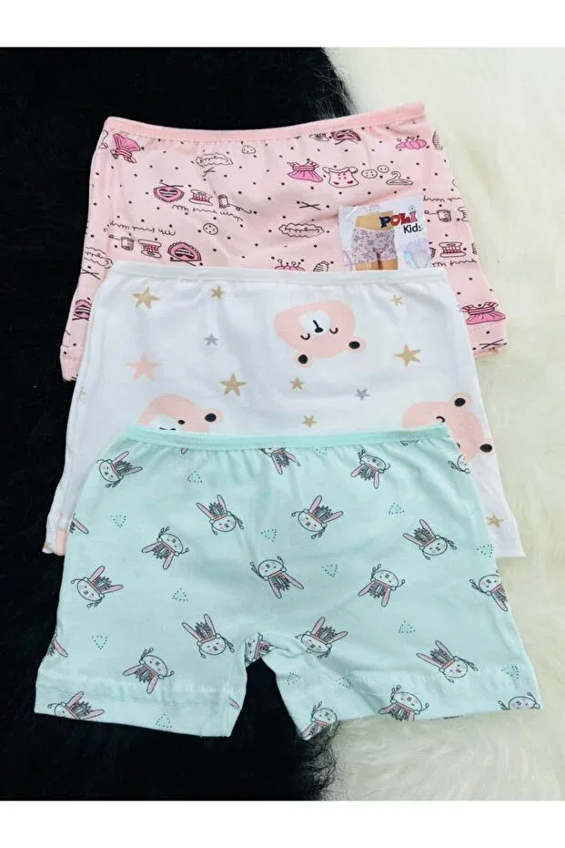 Детский комплект боксеров для девочек Poli Underwear, Light Blue Gray Pink