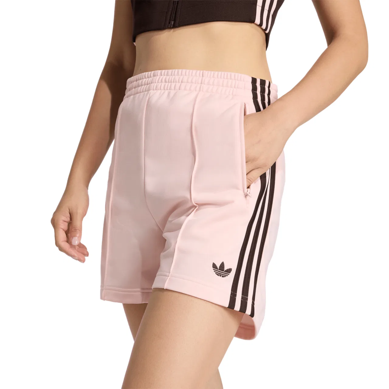 Женские шорты FB Adicolor Sport Adidas, цвет Sandy Pink/Aurora Coffee — фото 3