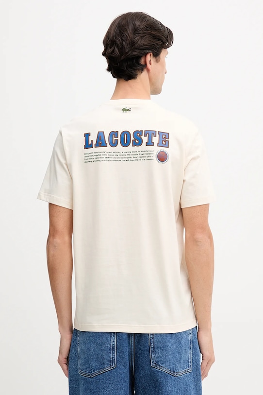 

Хлопковая футболка Lacoste, бежевый
