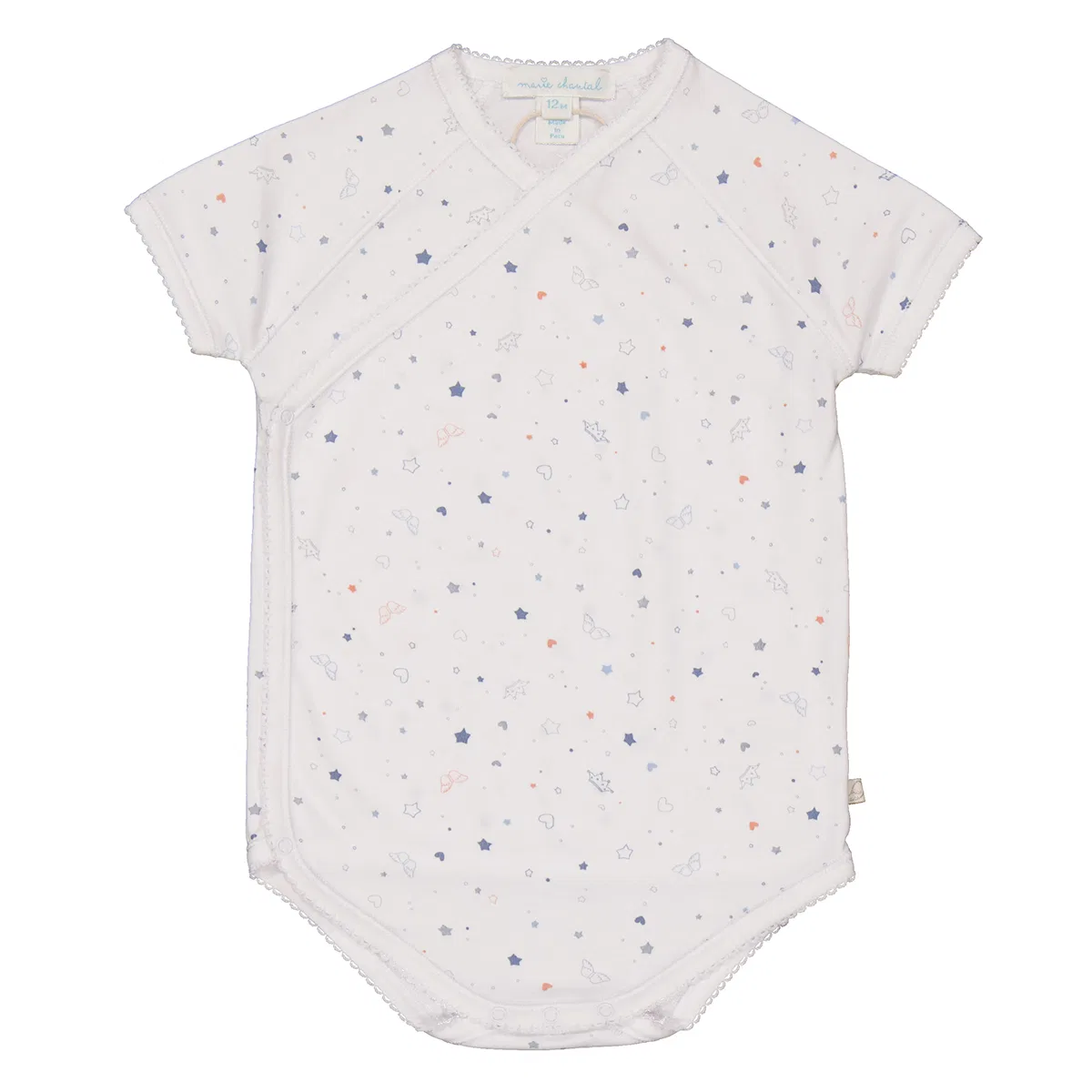Комплект боди с принтом Infant Star Crown Print Wrap Bodysuit Marie Chantal, White/Blue