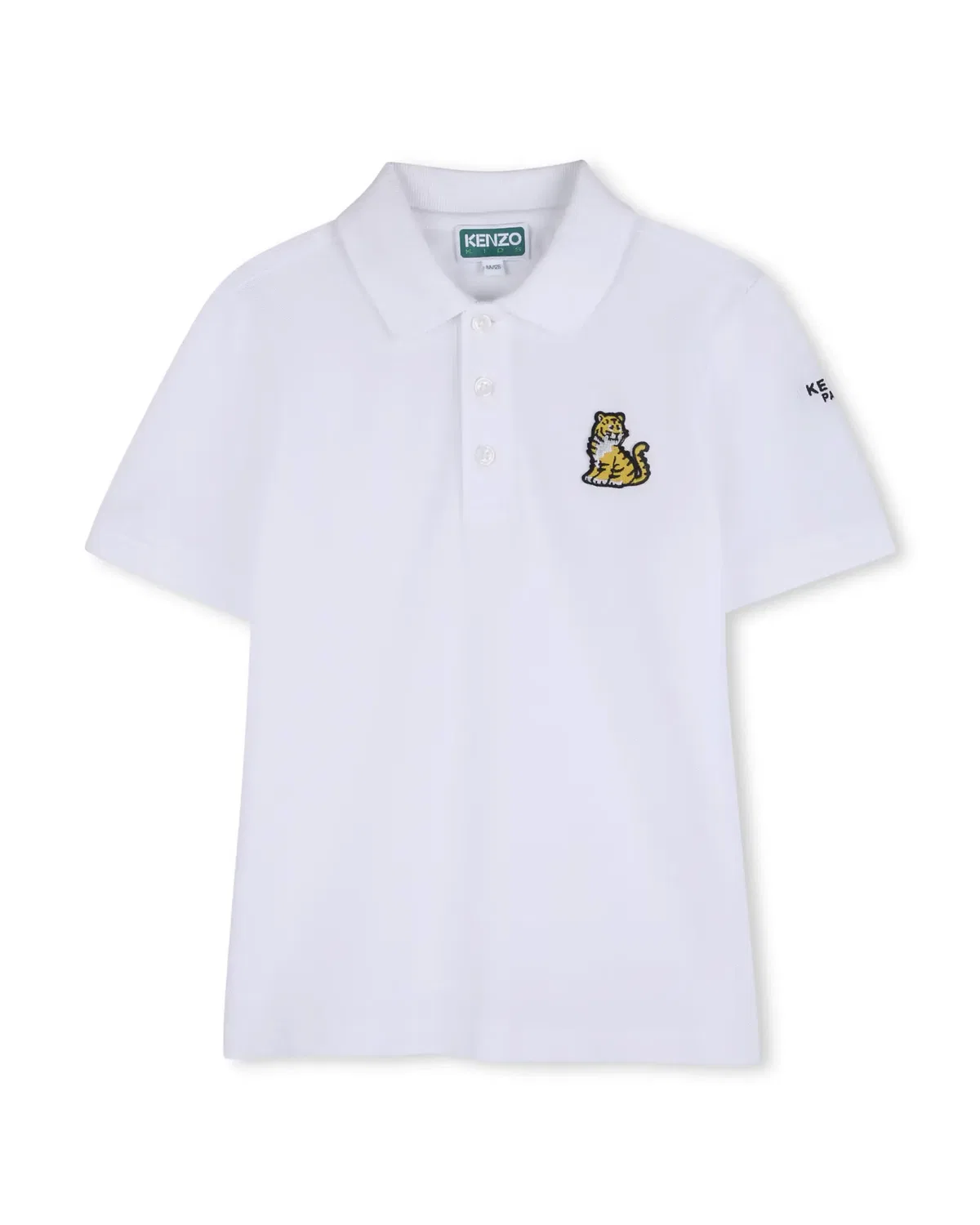 Детское поло для девочек с коротким рукавом с принтом Kenzo Kids, Blanco