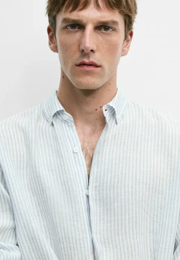 Рубашка с полосками Shirt Massimo Dutti, Light Blue, светло-голубой — фото 4