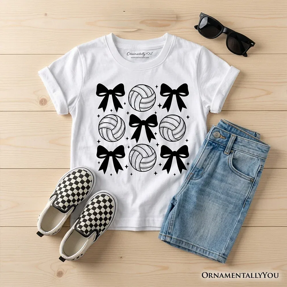 Детская футболка для девочек с принтом волейбольных бантов Volleyball Bows OrnamentallyYou, White