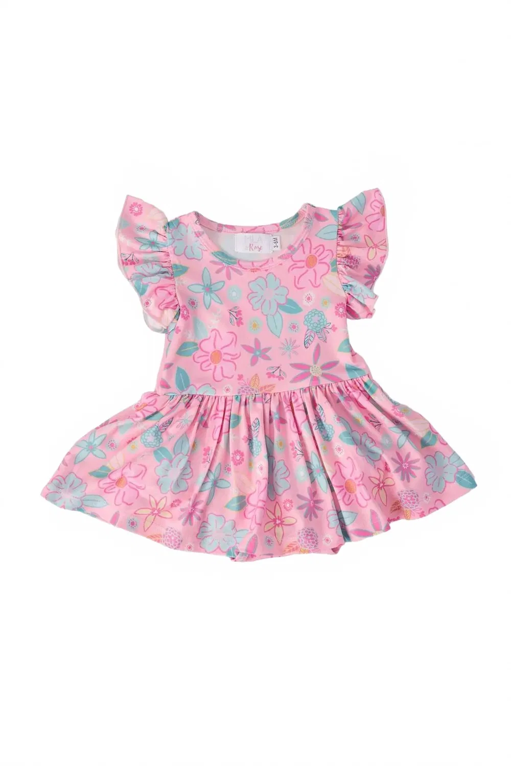 Детский боди-комбинезон для девочек с коротким рукавом-крылышками Beachy Blooms Mila & Rose, розовый