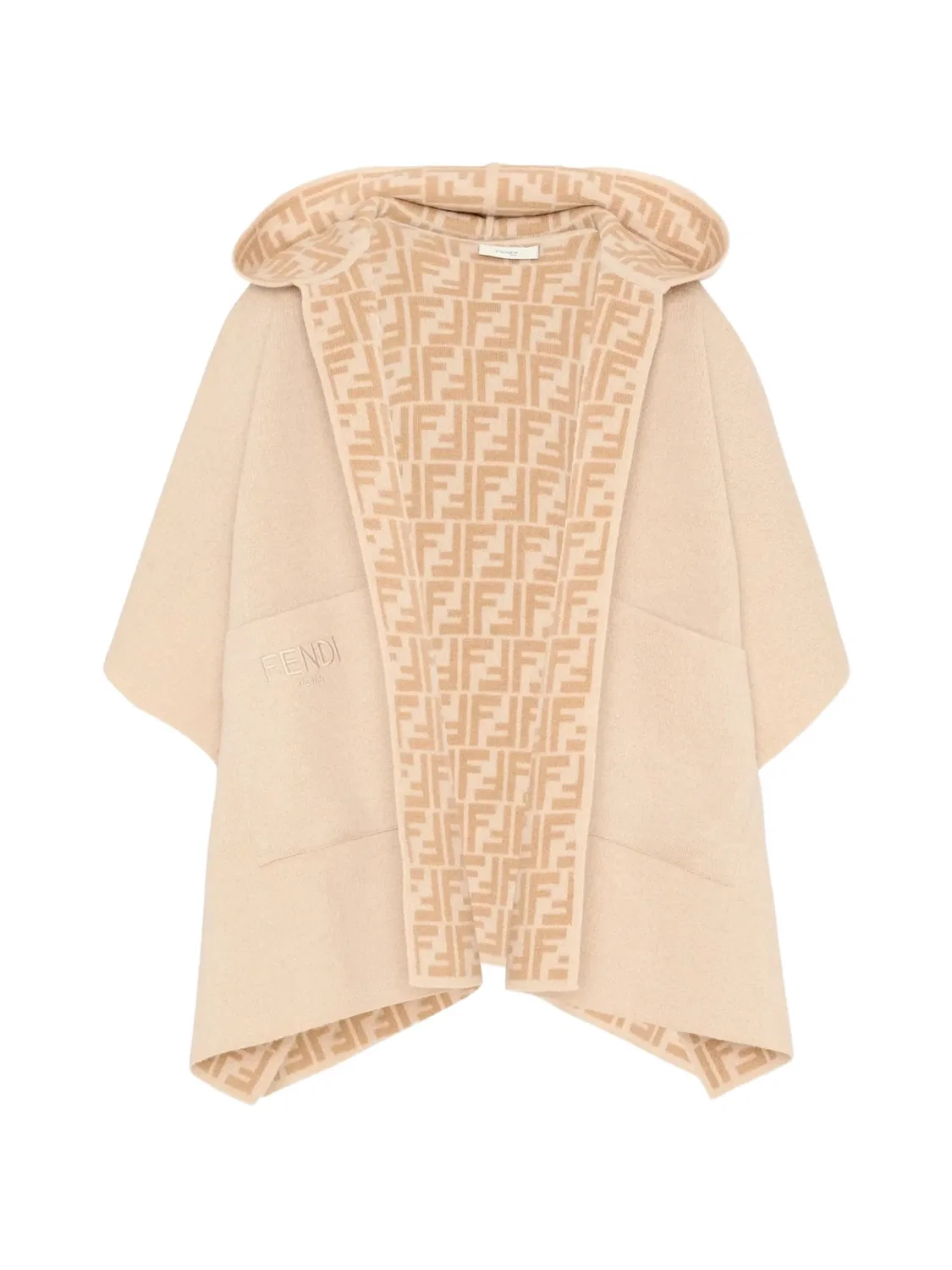 Куртка с капюшоном и логотипом FF Fendi Kids, нейтральные цвета