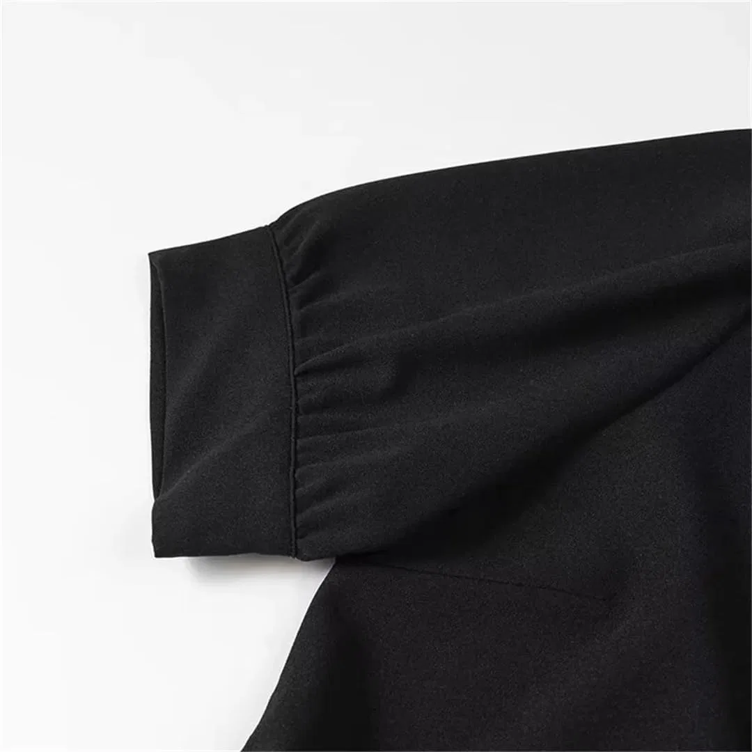 Женское платье с отстегивающимся воротником и коротким рукавом, Black — фото 4
