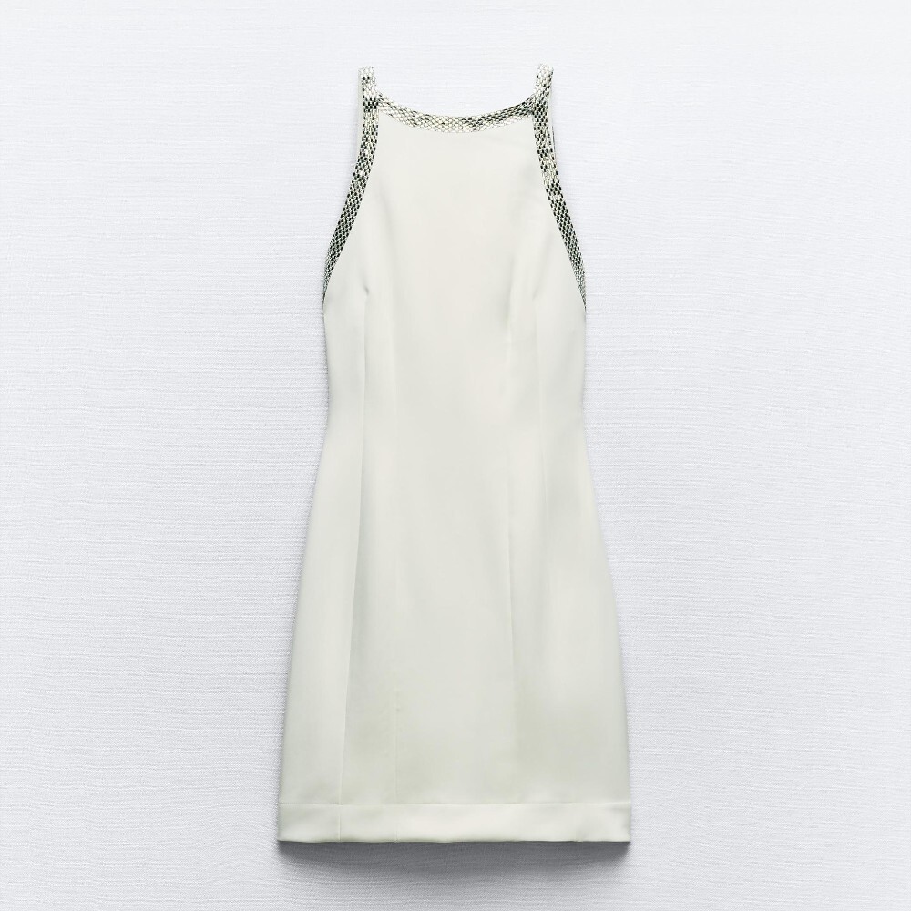 

Платье Zara Short Open Back With Rhinestones, белый