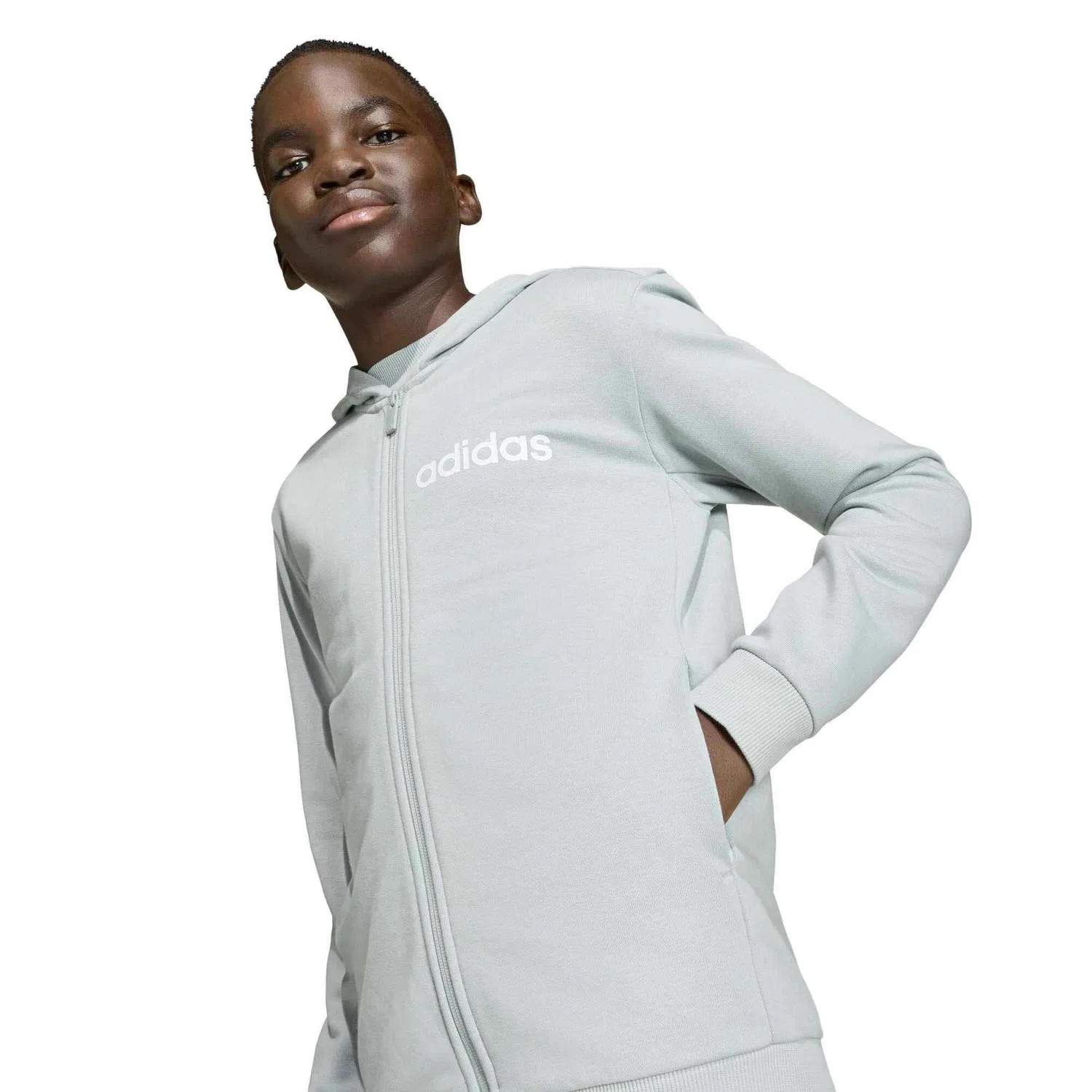 Детский спортивный костюм из футера J LIN FT Tracksuit 220 Adidas, Hellblau Grau Weiss — фото 4
