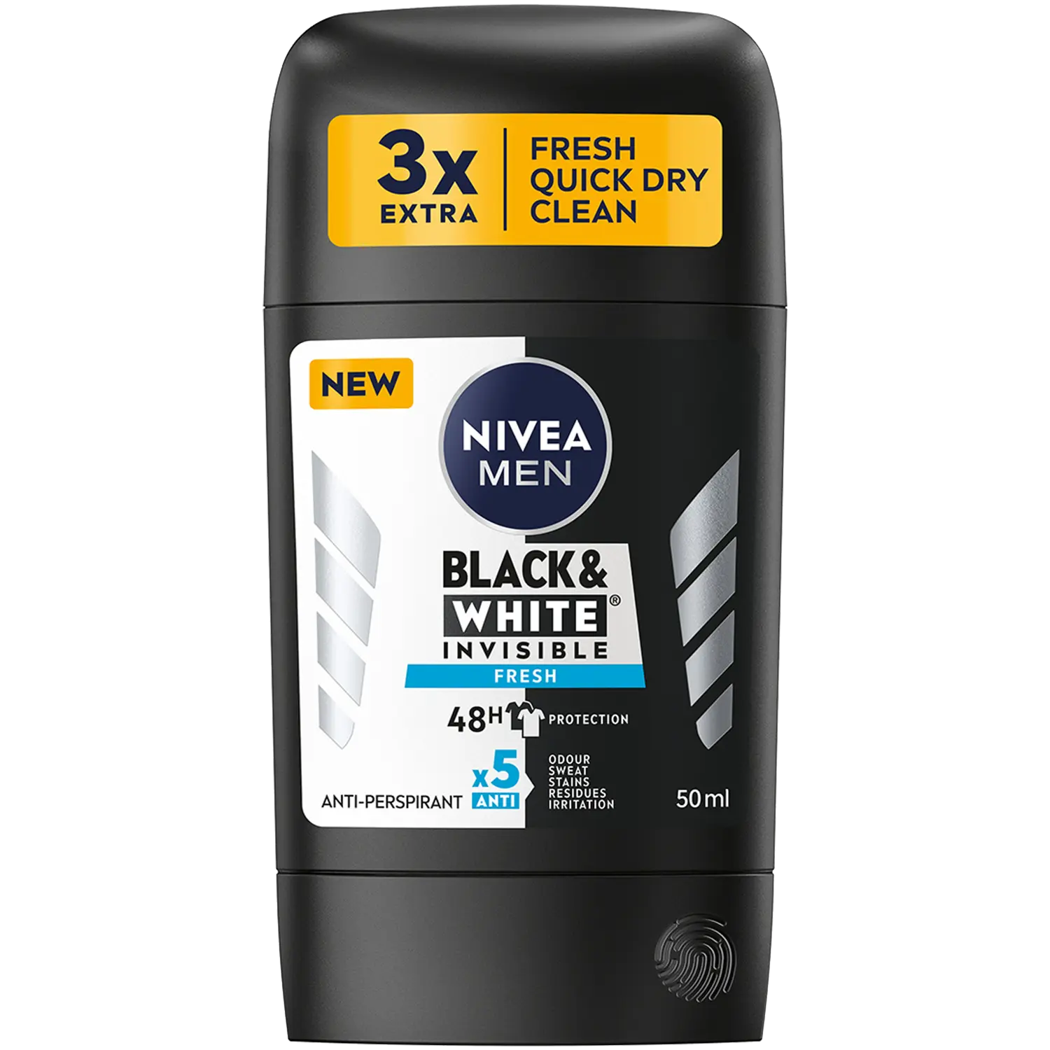 

Nivea Men Black&White Fresh мужской стик-антиперспирант, 50 мл